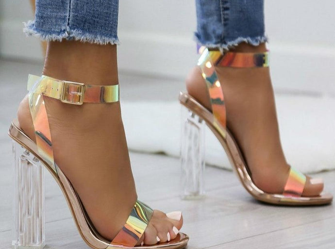 Women Clear Transparent High Heel Sandals