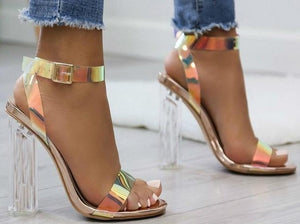 Women Clear Transparent High Heel Sandals