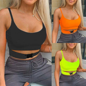 Buckled Spaghetti Strap Crop Top