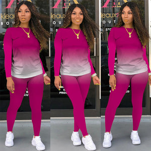 Double Shaded Two Piece Body Con Tracksuit