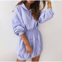 Load image into Gallery viewer, Women&#39;s Fleece Sweatshirt Dress