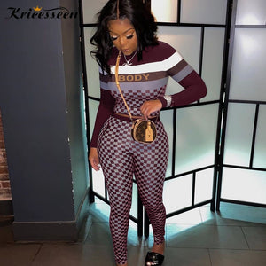 Two piece Checkered Body Con Set