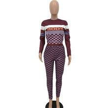 Load image into Gallery viewer, Two piece Checkered Body Con Set