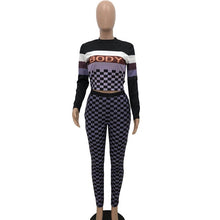 Load image into Gallery viewer, Two piece Checkered Body Con Set