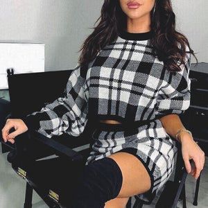 Plaid Sweater  Two Piece Set